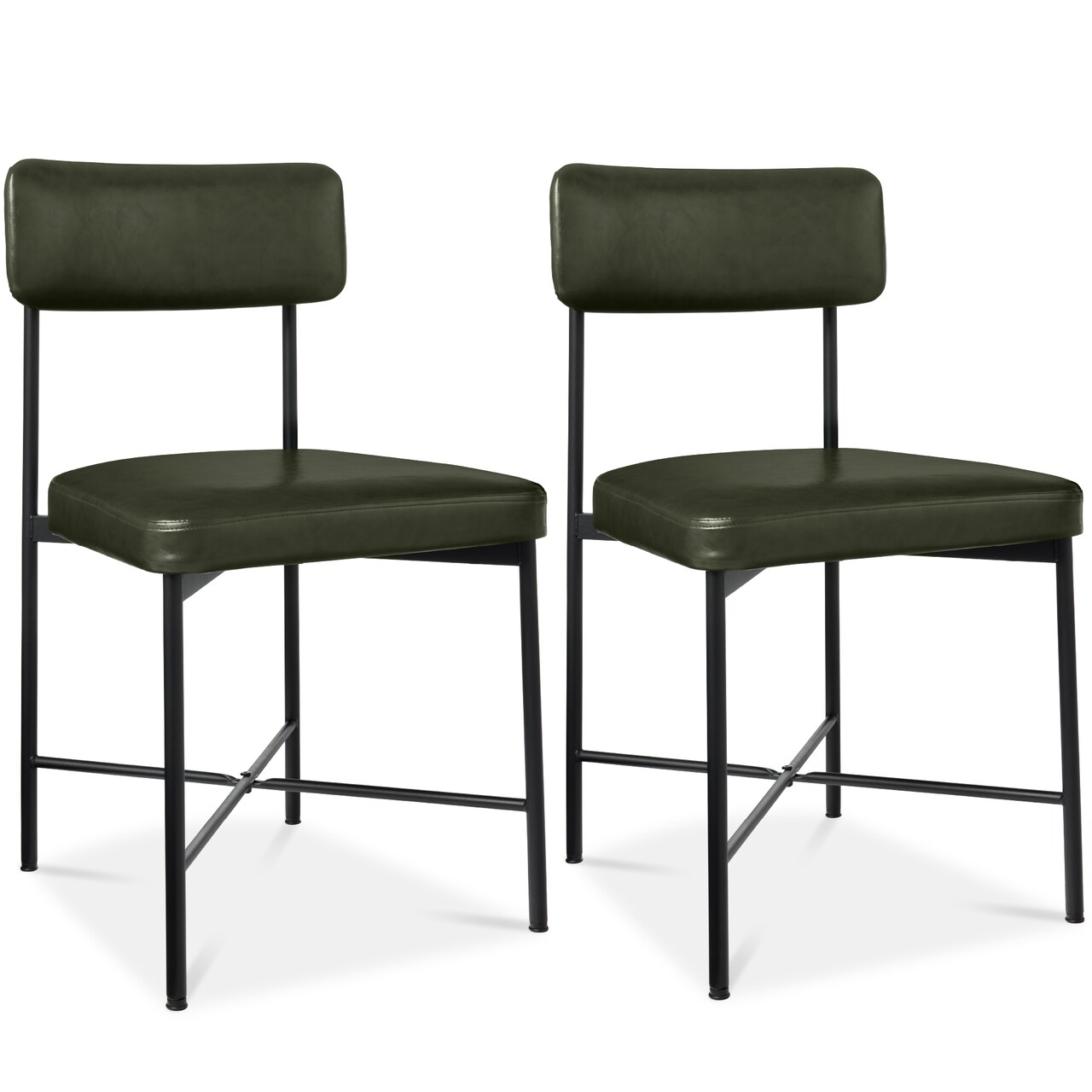 Best Choice Products Faux Leather Dining Chair Set of 2, Standard Height w/ Metal Frame